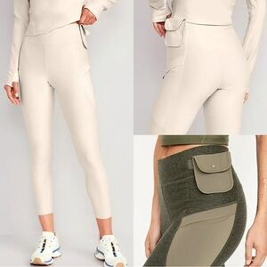 Women’s XL Go-Dry Beige Leggings w/ Pockets + Belt Bag 🤍 High Rise Activewear